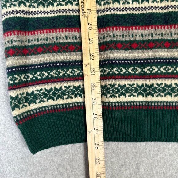 Eddie Bauer Men’s Size Large Vintage 100% Lambs Wool Striped Knit Winter Sweater - Picture 5 of 7
